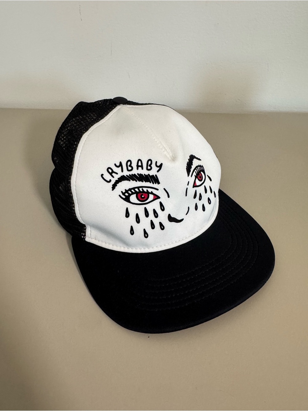 Celine x Tyson Reeder Crybaby Mesh Trucker Cap Hat Black White Size L